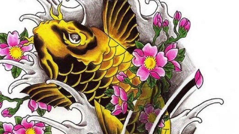 Mẫu hình xăm cá chép màu vàng