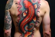 Mẫu xăm cá chép full kín lưng