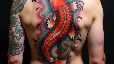 Mẫu xăm cá chép full kín lưng