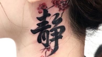 Hình xăm chữ Trung Quốc ở vị trí ở cổ