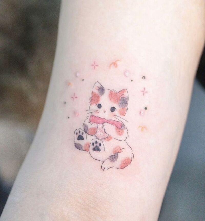 Hình xăm con mèo dễ thương cute