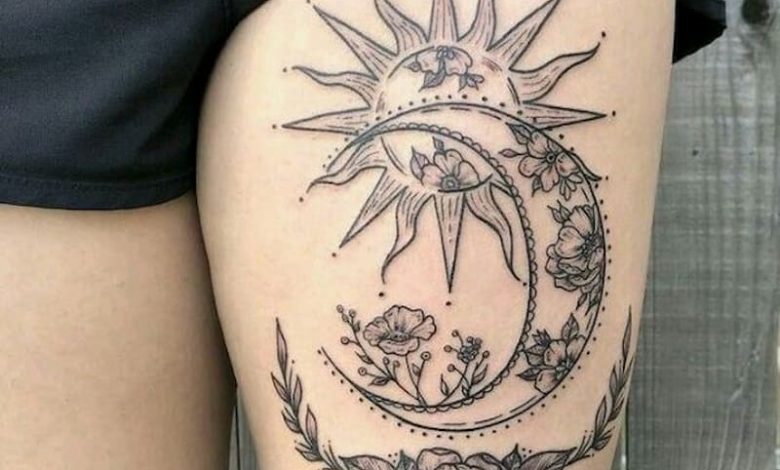 Hình xăm đùi mặt trăng cho Nữ huyền bí