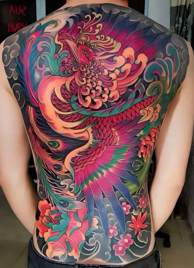 Hình xăm full lưng theo mệnh Hỏa