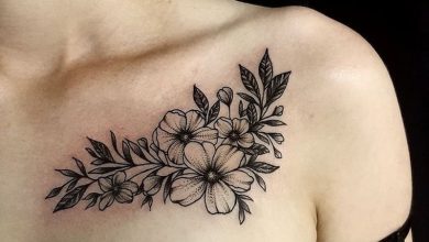 Hình xăm ở ngực cho Nữ hình Hoa đào