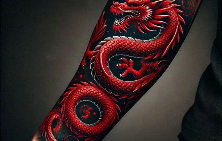 Hình xăm rồng lửa đẹp