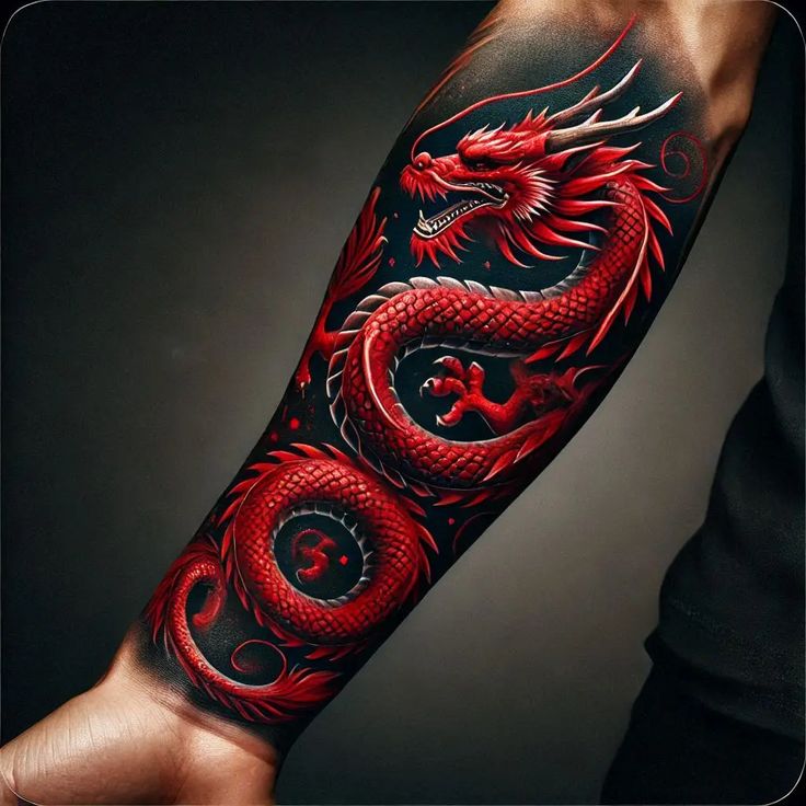 Hình xăm rồng lửa đẹp