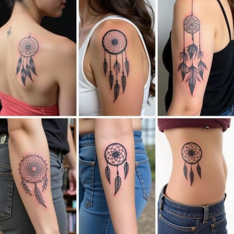Mẫu hình xăm bắp tay dreamcatcher huyền bí cuốn hút