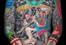 Mẫu hình xăm Nhật cổ full bụng